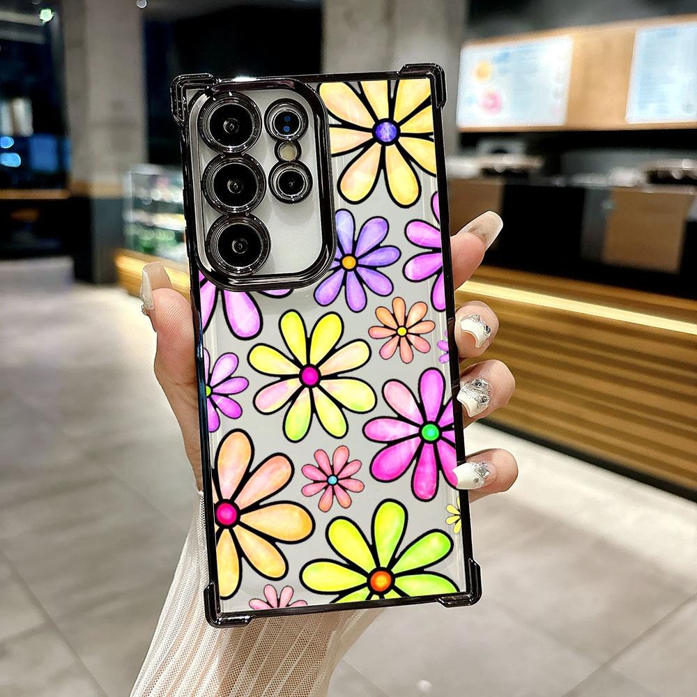 Красивые Цветы Лист Чехол Для Телефона Samsung S26Ultra Для Galaxy S25 FE S26 S24 S23 S22 S21 Ultra S20 Plus 5G Прозрачный Чехол