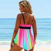 Women's Double Shoulder Strap Bikini Suit Swimsuit Top Tankini Swimsuit Strip Print Swimsuit