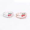 Color Retention Sweet And Cute Dripping Cherry Ring, Simple Double-Layer Micro-Inlaid Zircon Adjustable Ring