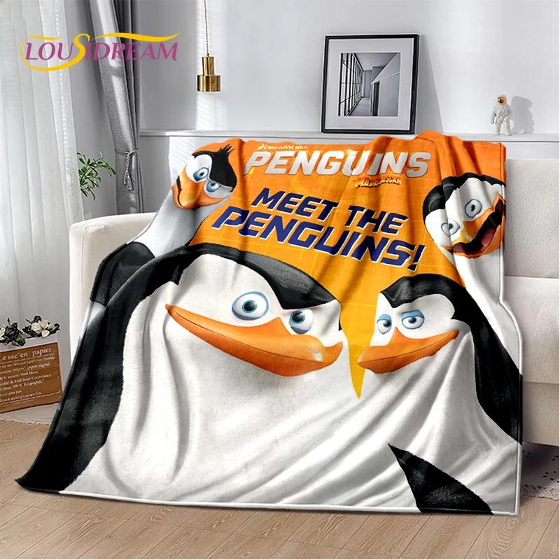 Милые пингвины из мультфильма «Мадагаскар» Плед, Мягкий плед для дома, спальни, кровати, дивана, пикника, путешествий, офиса, Покрывало, Подарок для ребенка