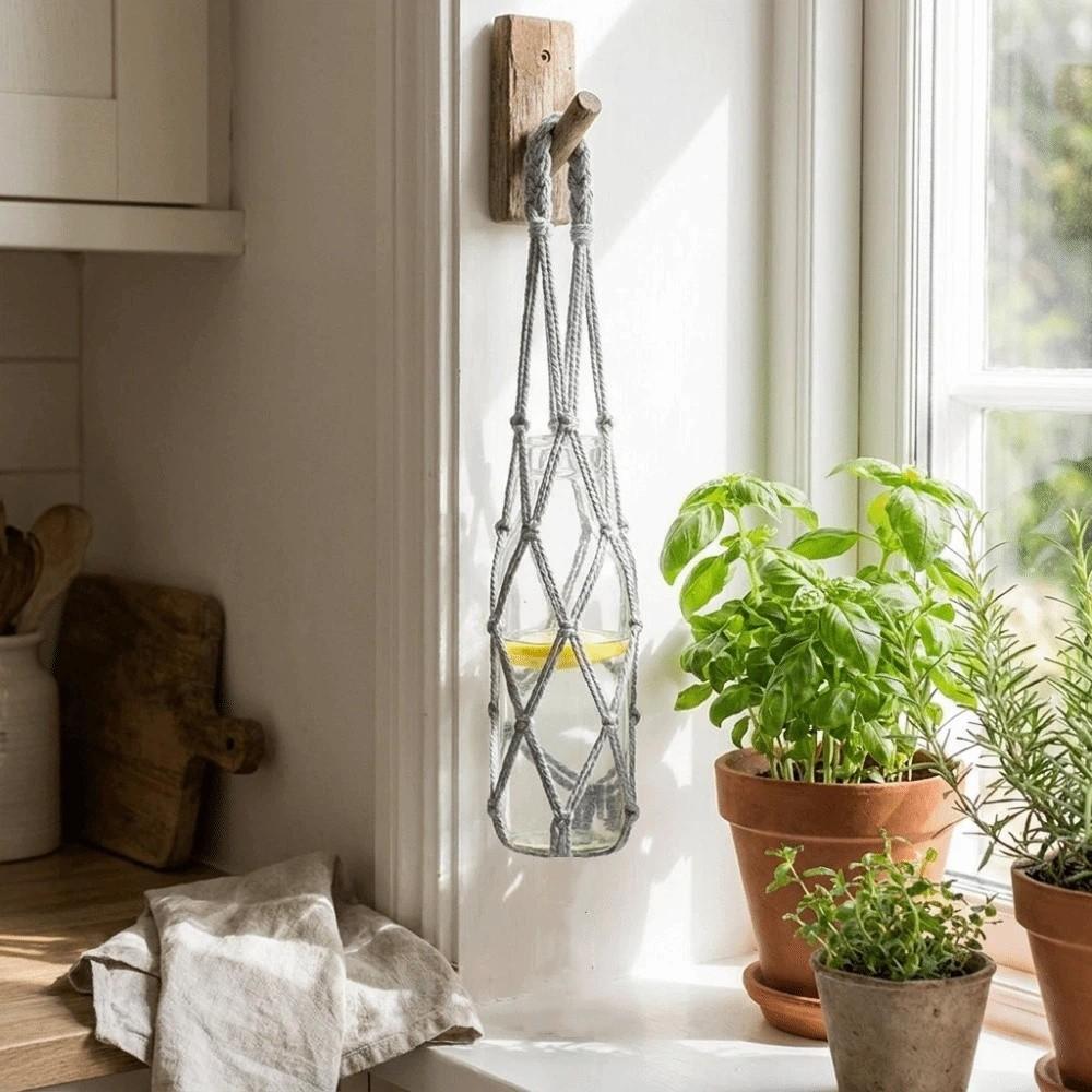 Foldable Bottle Mugs Storage Bag Woven Net Portable Cups Holder Coffee Cup Mesh Bag  Beach