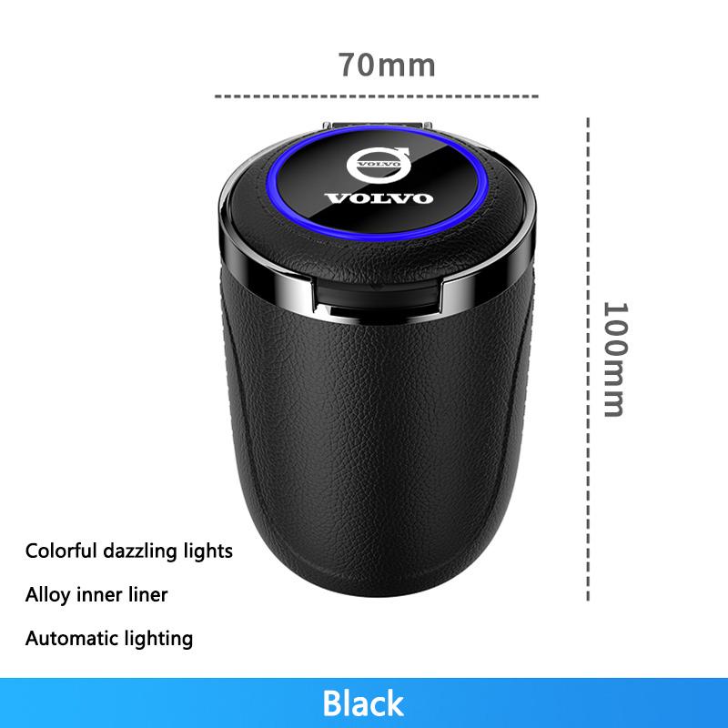 Car LED Ashtray Alloy Garbage Cup Ashtray Flame Retardant Cigarette Holder Box For Volvo S40 S80L S60 S90 XC40 XC60 XC90 V40 V90