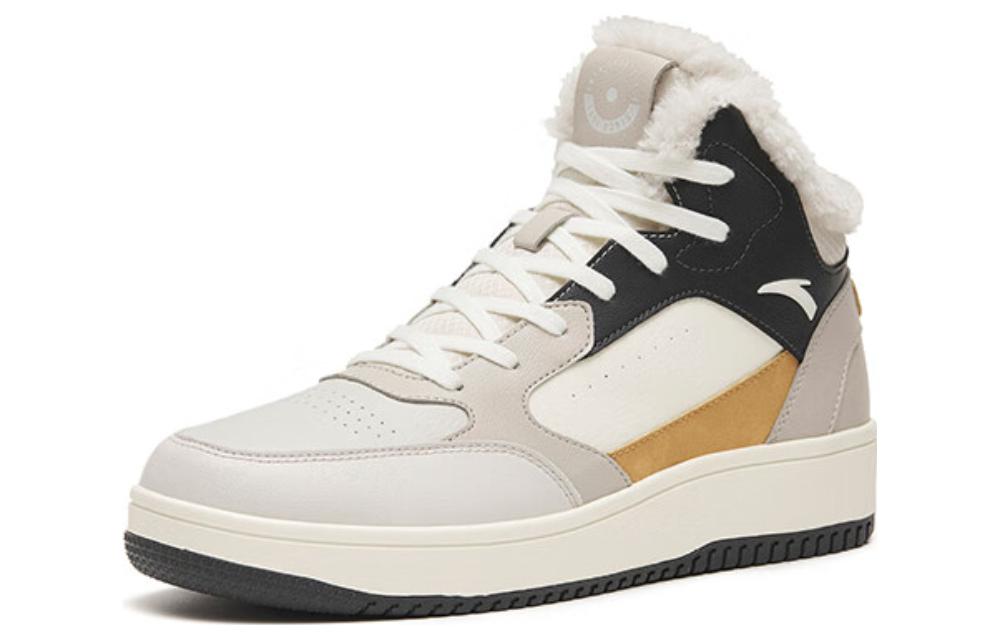 Men's Sneakers Anta Fleece lined Thermal Abrasion Resistant High top Skateboard Shoes Men's Gray White