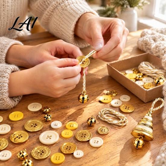 DIY Ornament Making Set Christmas Button Pendant Craft Kit for Kids Adults Handmade Santa Hat/Bell/Gnome/Wreath Hanging Gift Children with