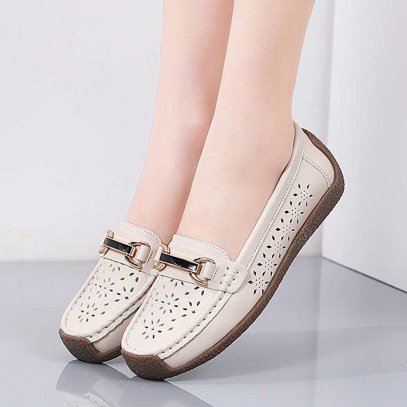 Женские лоферы на плоской подошве, кожаные мокасины для вождения, удобные повседневные без шнуровки прогулочные минималистичные летние балетки для мамы на плоской подошве