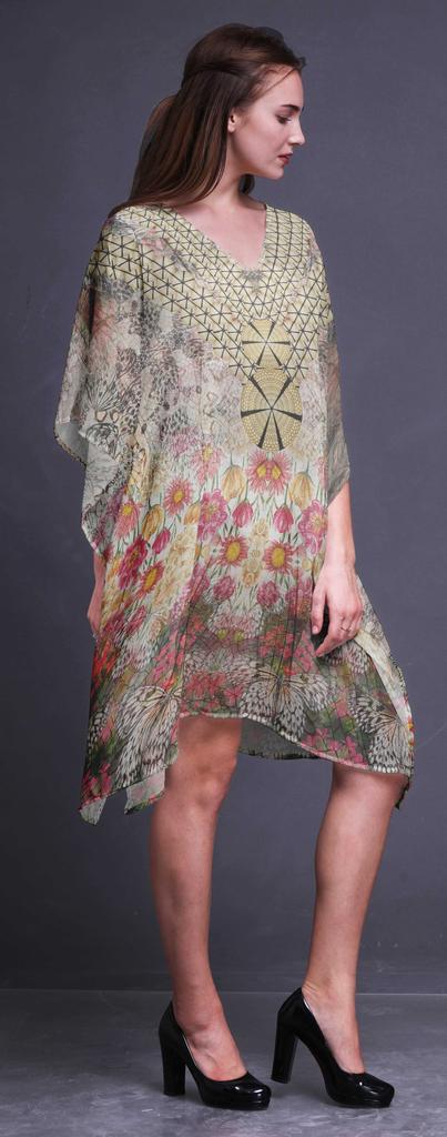 Phagun Ladies Plus Size Kaftan Summer Wear Beach Coverup Kimono Kaftan-4X-5X