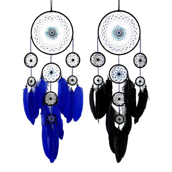 Ловец снов с перьями в виде дьявольского глаза для домашнего офиса, гостиной, спальни, настенное искусство, ручная работа