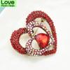 Red Rhinestone Heart Brooches For Women New Design Office Party Brooch Pins Gifts