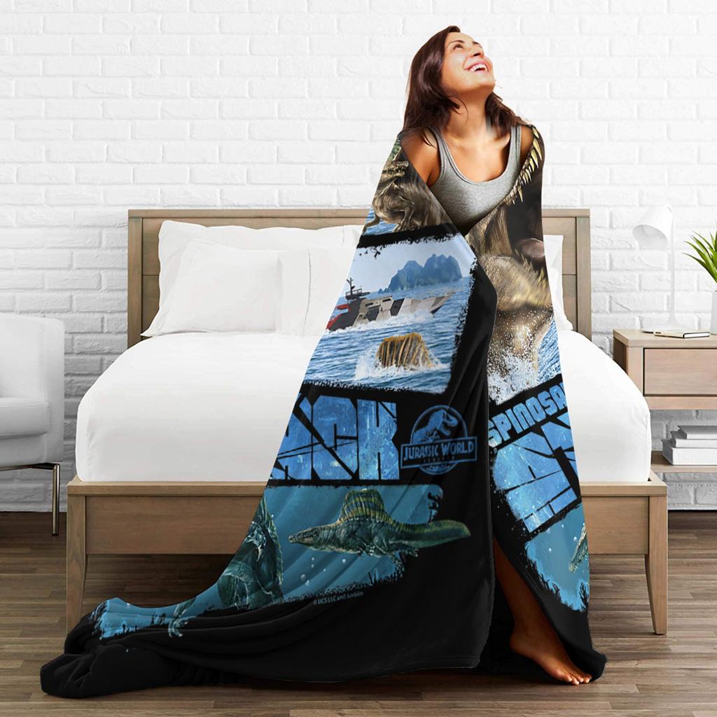 Юрское Возрождение Спинозавр Атака Мир Пледы Динозавр Флис Забавный Теплый Плед для Покрывала Осень/Зима Открытый