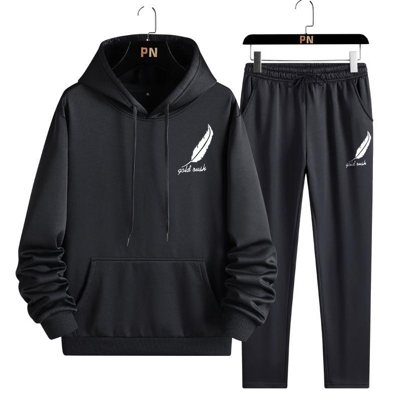 Мужской свитер с капюшоном, состоящий из двух частей, флисовый утеплитель, повседневный спортивный комплект с длинными рукавами, мужской комплект