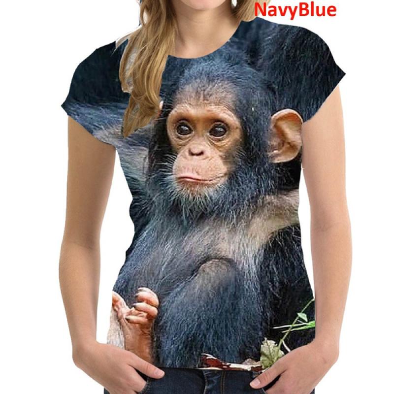 Женская новая футболка с 3D забавной обезьянкой 3D, индивидуальная повседневная крутая рубашка с коротким рукавом с изображением животных