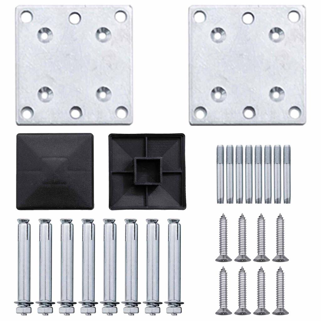 Fence Panel Set 10 pcs WPC and Aluminum Gray