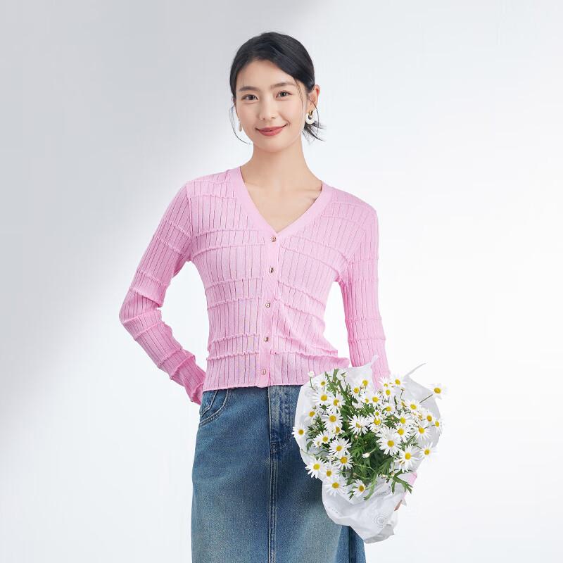 JOY SPEAKER Women's V-Neck Textured Knit Long Sleeve Top