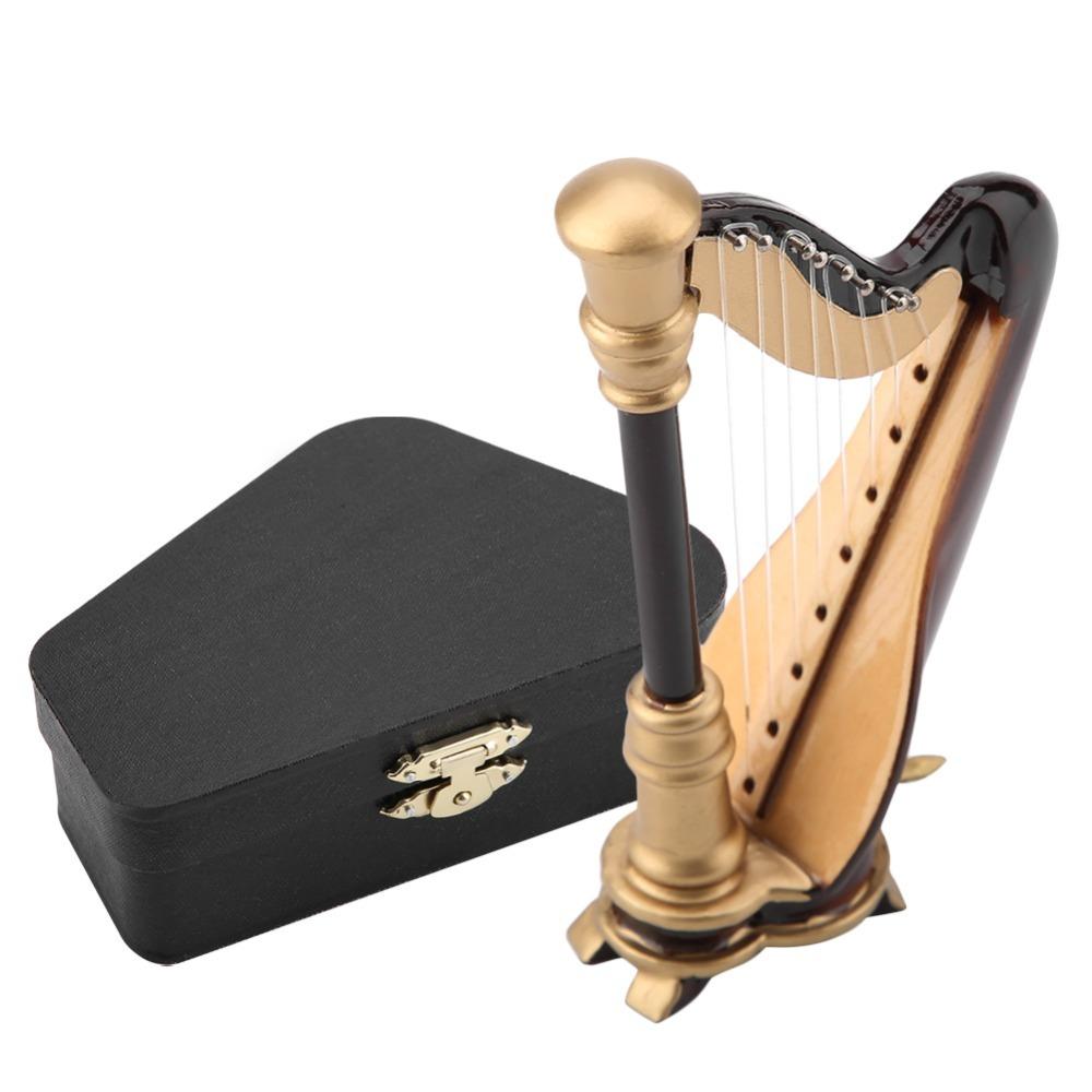 2pcs Replica Wooden Harp Replica Wooden Musical Instrument Ornament  Office Display