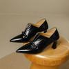 Pointed Deep Mouth Single Shoes Women's 2025 Autumn and Winter New One-pedal Versatile Comfortable Soft Leather Work Commuter High Heels