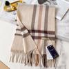 100 Pure Cashmere Scarves for Women's Winter High-end Plaid Men's Scarves