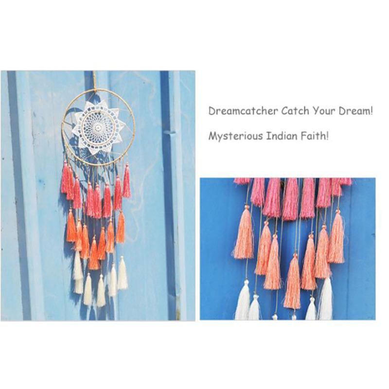 Boho Tassel Dream Catchers Handmade Wall Hanging Cotton Thread Ornament Craft For Home Bedroom Decor