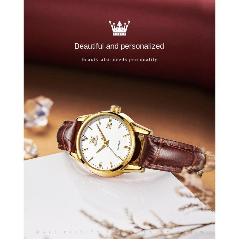 OLEVS Брендовые часы, полностью автоматические механические часы, светящиеся водонепроницаемые часы, женские часы