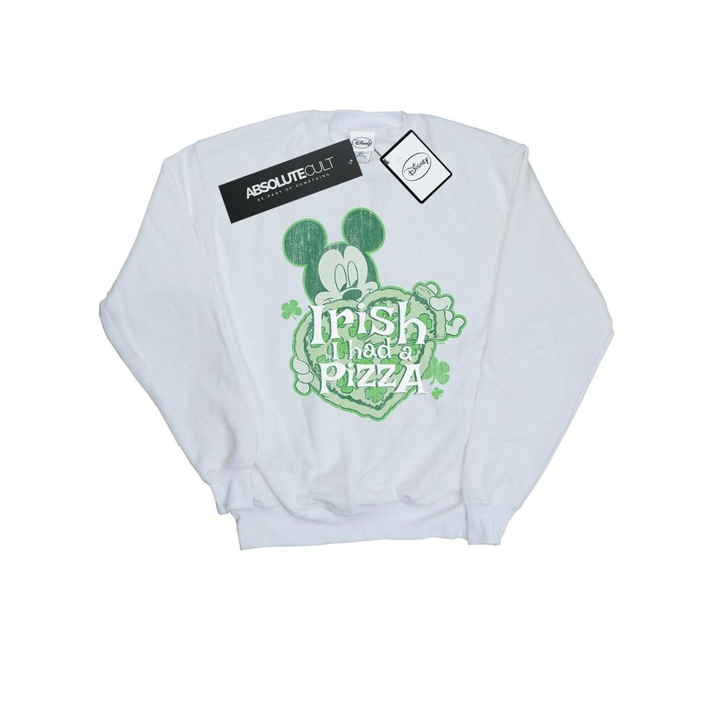 Disney Mens Mickey Mouse Shamrock Pizza Sweatshirt
