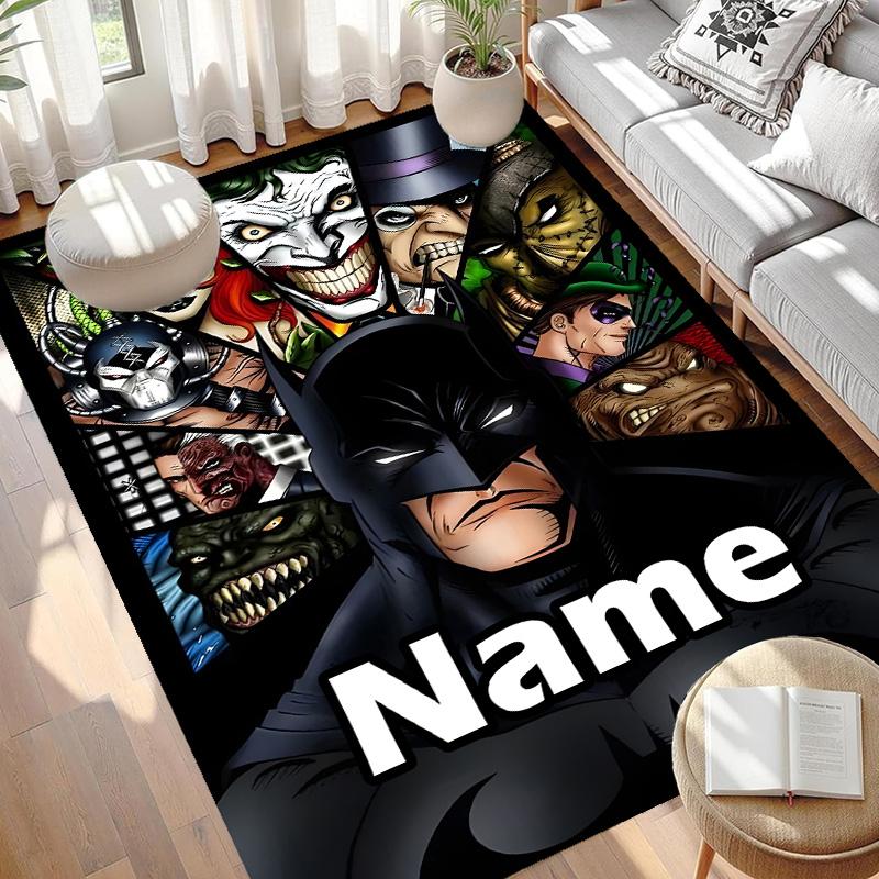 Custom Name Personalized Batman Print Carpet, Versatile Home Decor Rug, for Playroom, Apartment, Balcony, Entryway, Hallway Gift