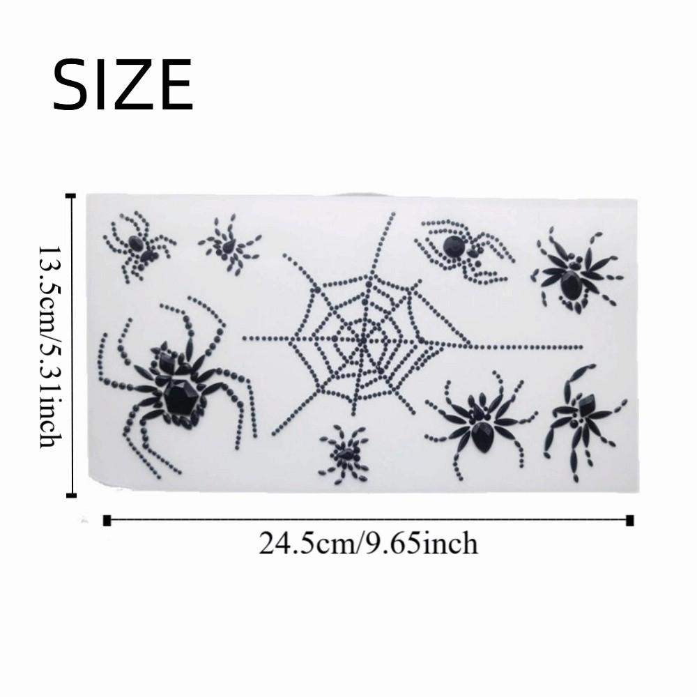 Black Halloween Temporary Tattoos 3D Halloween Face Rhinestone Sticker  Festive