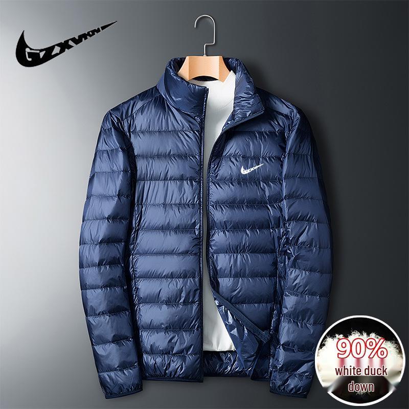 Мужская легкая пуховая куртка большого размера, повседневная и ветрозащитная для осени/зимы