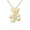 Children's Pendant - LÉA &; ARTHUR - TEDDY BEAR - Yellow Gold Plated - Letter U 925 Silver - Girl