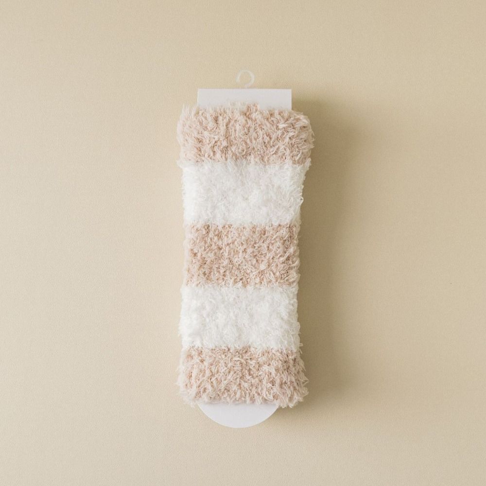 Stripe Short Tube Sock Cover Thicken Warm Winter Foot warmer Creative Coral Fleece Stockings  Girl