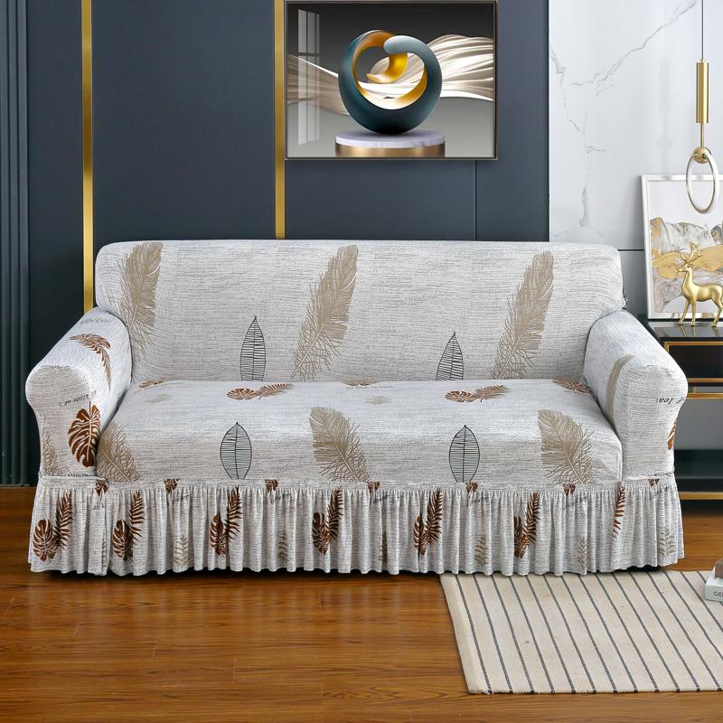 Высокоэластичный чехол для дивана с юбкой, эластичный, легко прилегающий чехол для кресла, дивана для гостиной, защита для мебели, чехол для дивана