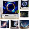 Cosmic Solar System Hanging Cloth Art Background Cloth Galaxy Space Planet Tapestry Science Fiction Planet Background Cloth