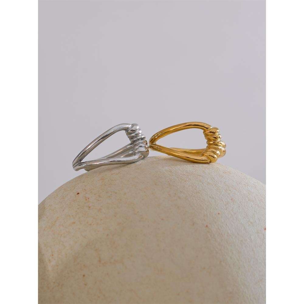 Eetit Стильное уникальное геометрическое полое открытое персонализированное кольцо из нержавеющей стали золотого и серебряного цвета, шикарный популярный подарок в виде ювелирного изделия