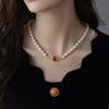 New Arrival Trendy Red Agate Stone Natural Freshwater Pearl 14K Gold Filled Lady Short Chain Necklace Promotion Gifts No Fade