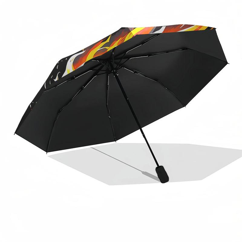 1pc Flaming Soccer Ball Design Umbrella with Plastic Handle,Suitable for All Seasons Home Travel Outdoor UmbrellaDD1501