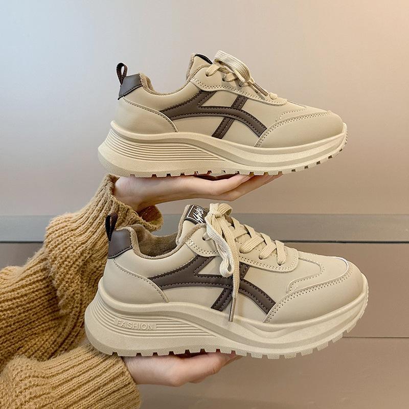 Fleece Dad Shoes Women's 2025 Autumn and Winter New Versatile Casual Platform Sports Shoes Lightweight Warm Forrest Gump Shoes