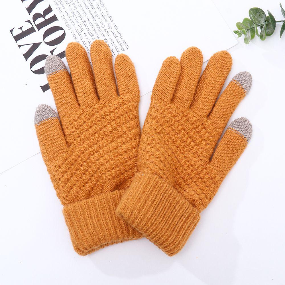 Imitation Cashmere Mittens Winter Warm Full Finger Women Gloves Knitted Wool Mittens Touch Screen