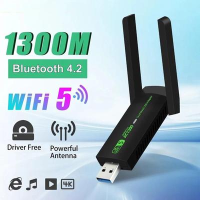 Двухдиапазонный Wi-Fi-адаптер 1300 Мбит/с, беспроводная сетевая карта USB 3.0, 2,4 Г/5 ГГц, мини-передатчик WiFi-ключа-приемника для ПК/ноутбука/настольного компьютера