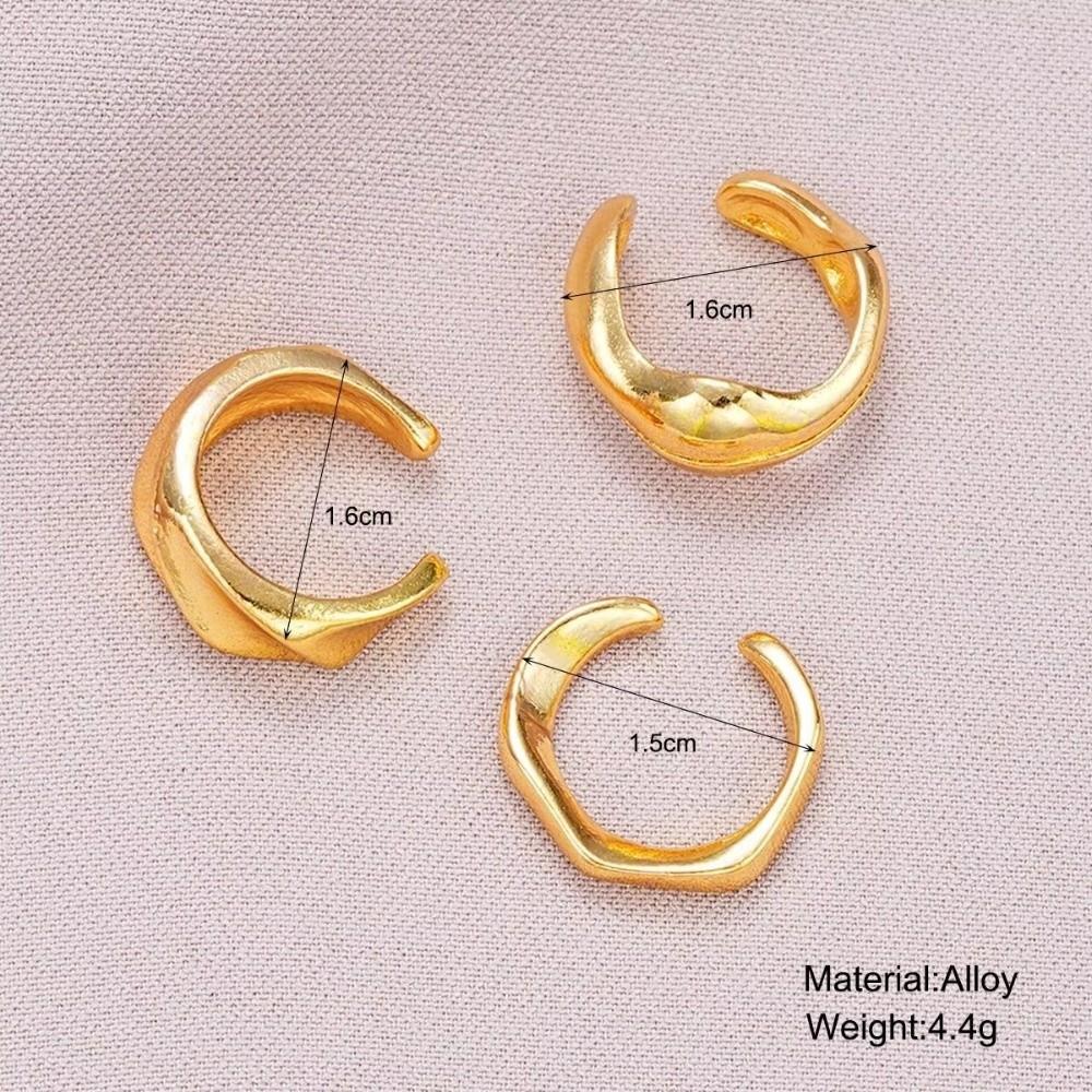 3pcs Set Alloy Helix Cartilage Clip Irregular Women Earrings Molten Ear Cuff Set Chunky Jewelry Kit