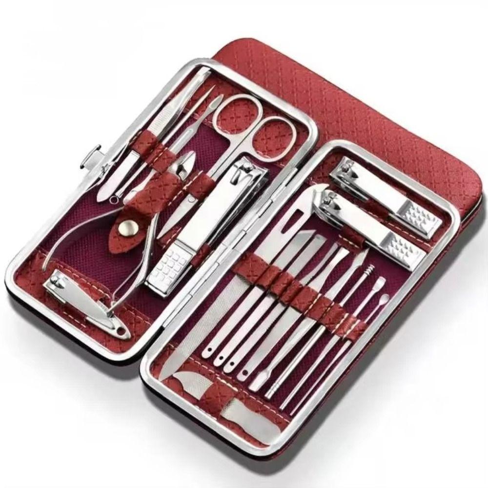 19Pcs Home Manicure Kits Foot Trimming Nail Sanding Tool Fashion Nail Clippers Set Men/Women