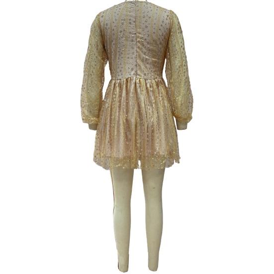 Вечернее платье с глубоким V-образным вырезом, прозрачным сетчатым платьем А-силуэта, коротким платьем с длинными рукавами-фонариками для выпускного вечера и коктейльной вечеринки