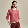 Zhaojun Women's Cable Knit Pure Cashmere Semi-High Neck Sweater
