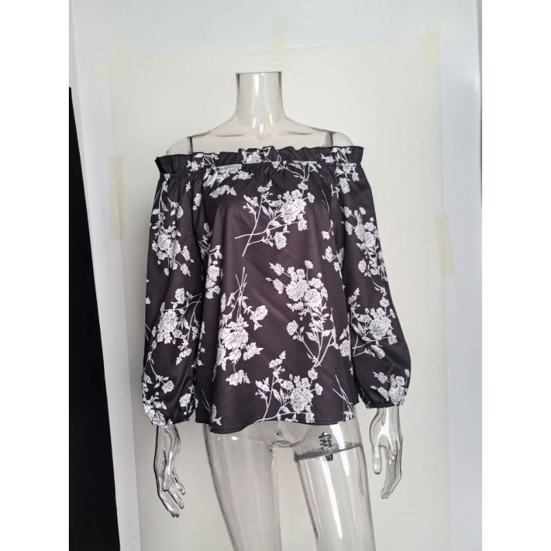 Женский весенний новый топ с открытыми плечами и цветочным принтом