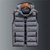 Men's Winter Fluff Zipper Casual Warm Tops Winter Hooded Warm Vest Solid Color Casual Vest