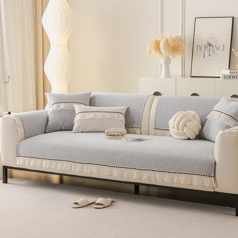 French Sofa Cushion, Universal In All Seasons, Non-Slip Seat Cushion New Cream Wind High-End Straight Row Sofa Cover
