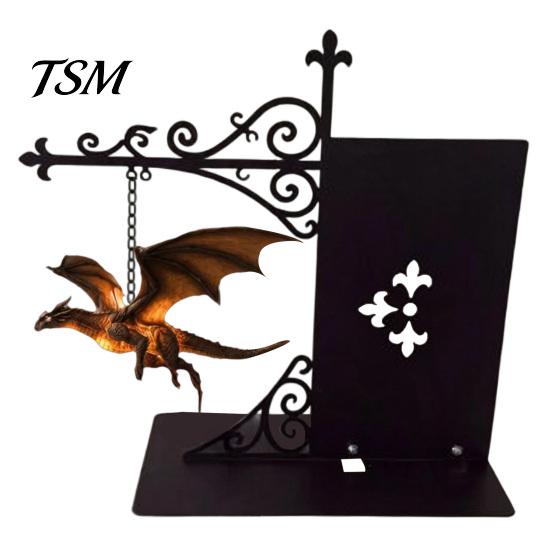 Dragon Statue for Desk Magical Flying Bookshelf Lamp, Warm Hanging Night Light, Fantasy Room Decor Reading Nook Decor, Unique Gift Lovers Book Readers