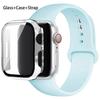 Стекло+корпус+ремешок для Apple Watch band 44 мм 45 мм 42 мм 41 мм 40 мм 38 мм Силиконовый ремешок для часов браслет iWatch series 8 9 7 6 5 4 3 SE