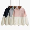 Lamb Wool Stand-up Collar Half Zipper Pullover Sweater Women's Autumn and Winter Fleece Thickened Loose Coat