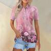 Женская модная повседневная рубашка с короткими рукавами и принтом с лацканами, женские топы на пуговицах