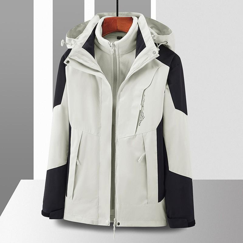 Men Women 3-in-1 Removable Waterproof Windproof Hiking Jacket With Fleece Liner Winter Outdoor Trekking Camping