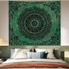 Green Mandala Hippie Tapestry for Bedroom Aesthetic, Boho Ceiling Art Decor Backdrop Tapestries, Bohemian  Floral Wall Hanging