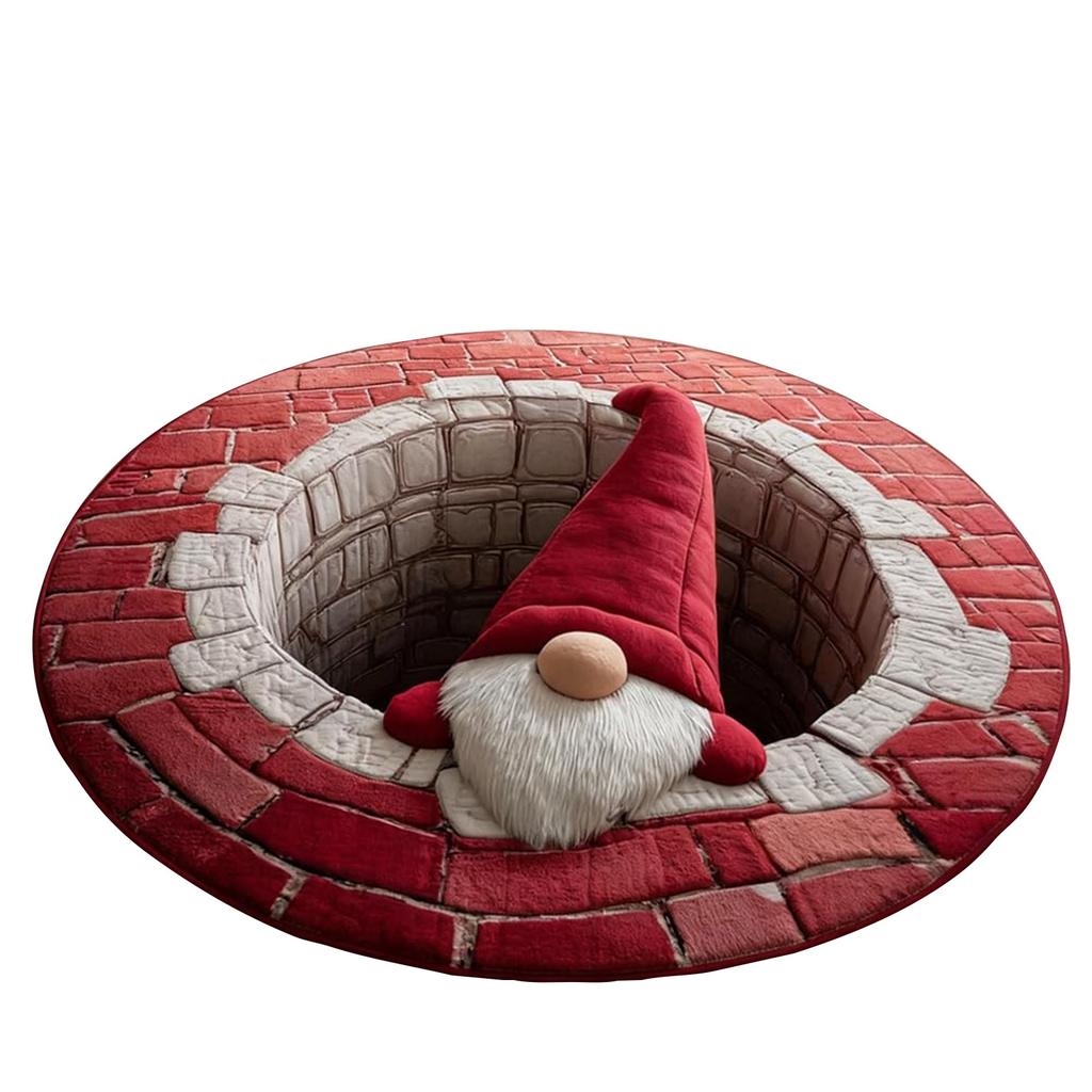3D Christmas Floor Carpet Funny Visual Illusion Effect Christmas Optical Rug Room Circular Vortex Door Mat Party Decoration